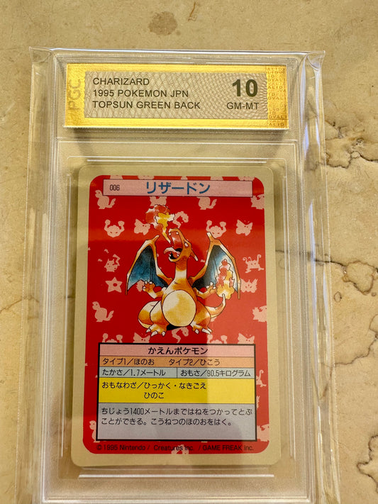 CHARIZARD TOPSUN 1ST EDITION PGC 10 POKEMON PSA JAPANESE GREEN BACK 006 1995