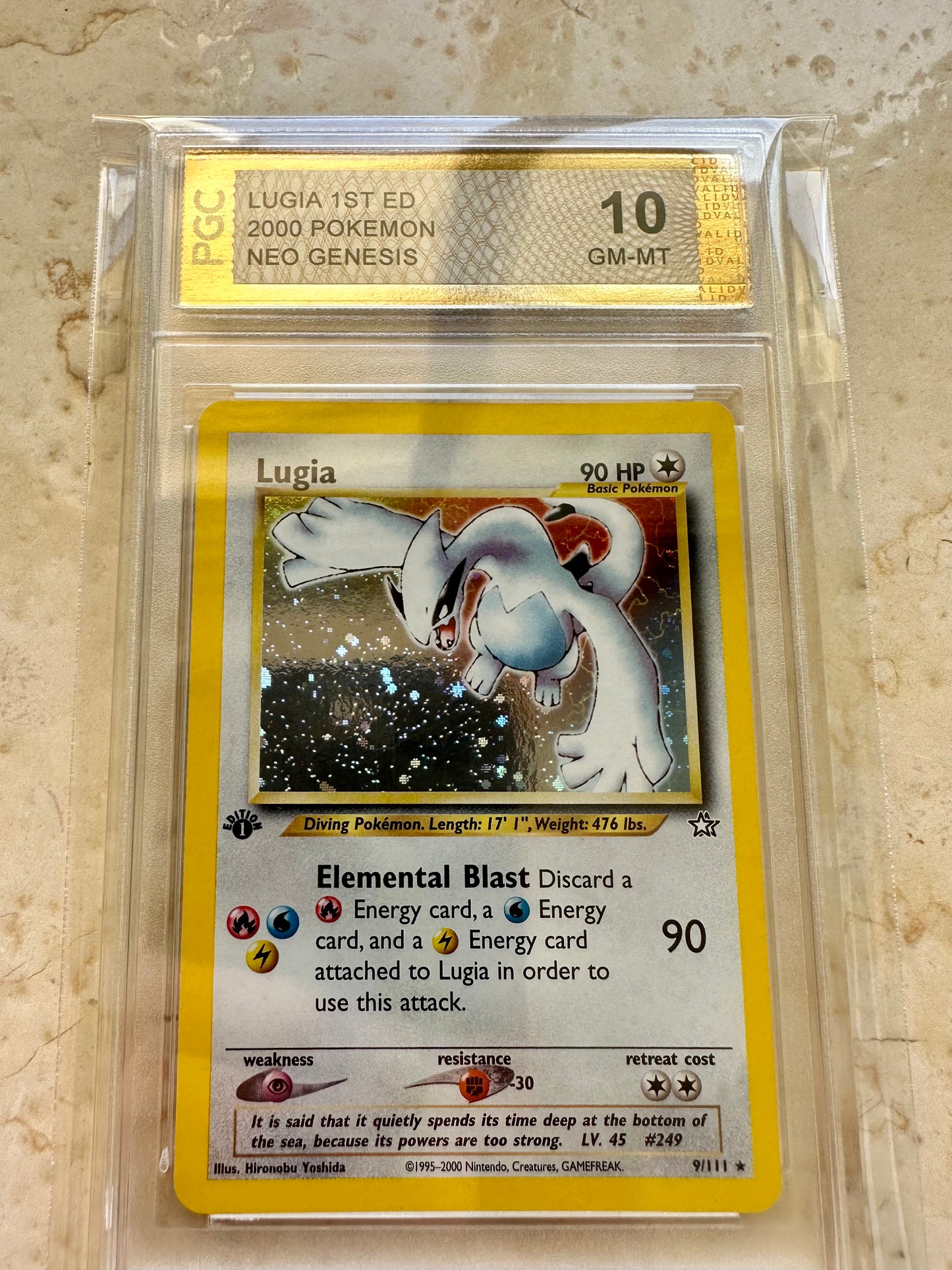 LUGIA 1ST EDITION NEO GENESIS PGC 10 BASE HOLO PSA 2000 POKEMON 9/111 SWIRL #9