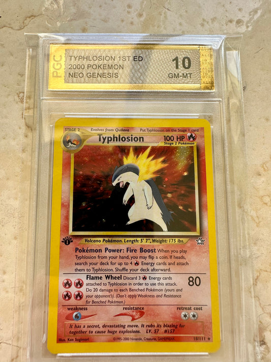 TYPHLOSION 1ST EDITION PGC 10 NEO GENESIS PSA POKEMON 18/111 BASE HOLO MINT