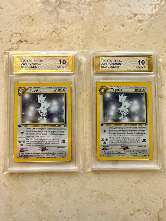 2X TOGETIC 1ST EDITION NEO GENESIS PGC 10 BASE HOLO PSA 2000 POKEMON 16/111