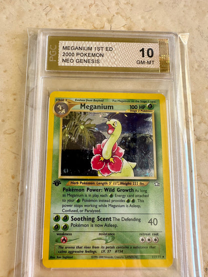 MEGANIUM 1ST EDITION NEO GENESIS PGC 10 BASE HOLO PSA 2000 POKEMON 11/111