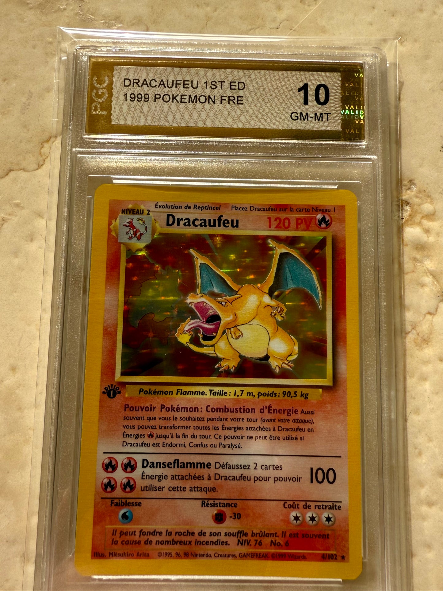 CHARIZARD 1ST EDITION DRACAUFEU FRENCH PGC 10 BASE HOLO PSA POKEMON 4/102 MINT