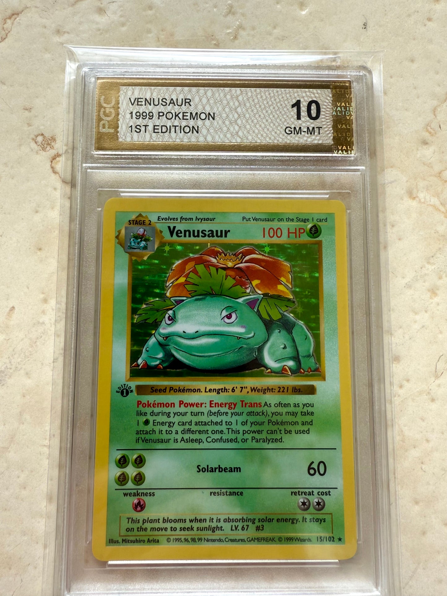 VENUSAUR 1ST EDITION PGC 10 BASE 1999 HOLO POKEMON PSA 15/102 SHADOWLESS WOW!