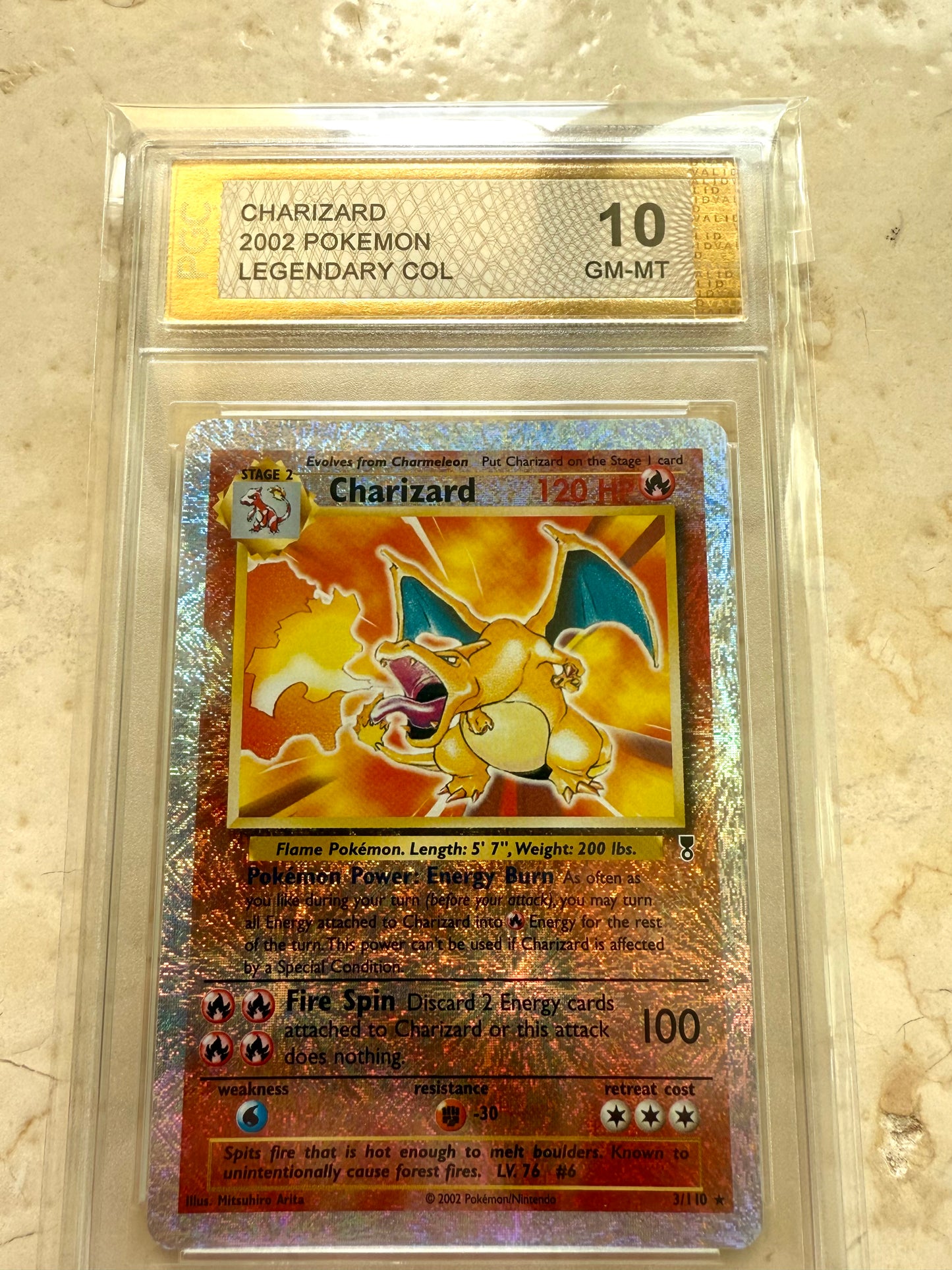 CHARIZARD 10 LEGENDARY COLLECTION REVERSE HOLO PGC BASE PSA POKEMON 3/110 GEM!