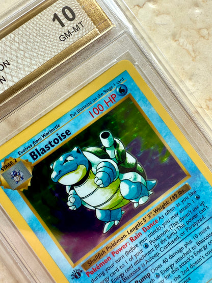 BLASTOISE 1ST EDITION PGC 10 BASE 1999 HOLO POKEMON PSA 2/102 SHADOWLESS WOW!