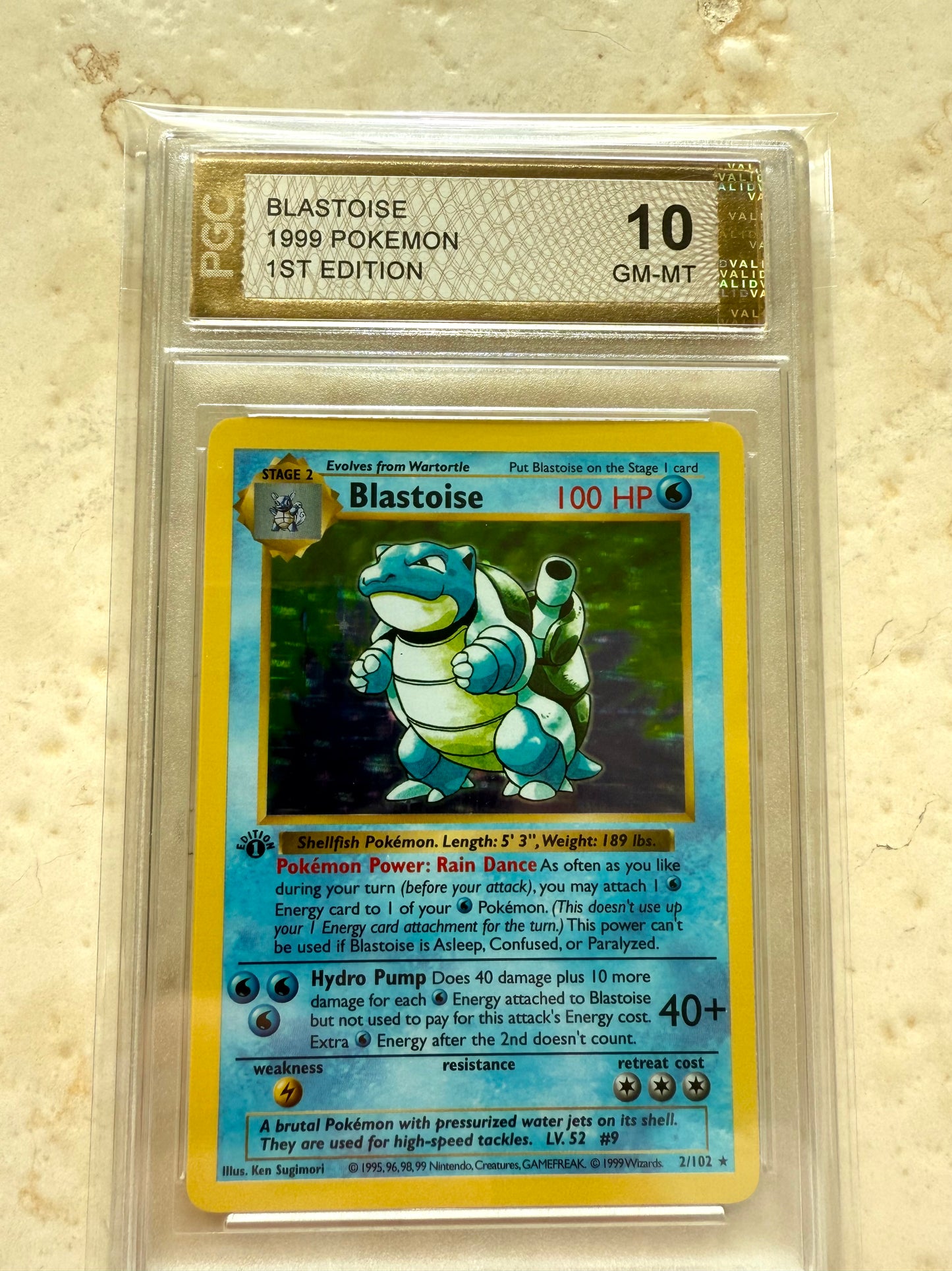 BLASTOISE 1ST EDITION PGC 10 BASE 1999 HOLO POKEMON PSA 2/102 SHADOWLESS WOW!