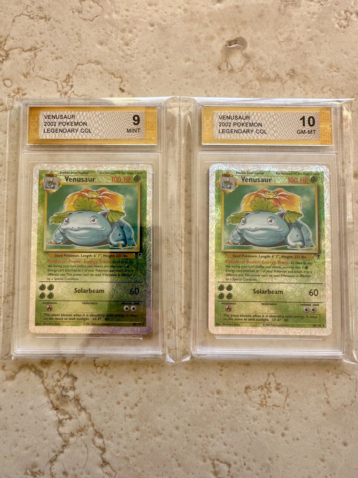 2X VENUSAUR LEGENDARY COLLECTION PGC 9 & 10 HOLO PSA POKEMON CARD 18/110 MINT