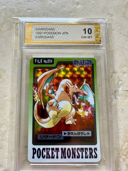 CHARIZARD CARDDASS PGC 10 PRISM BANDAI VENDING POKEMON PSA JAPANESE 006 1997