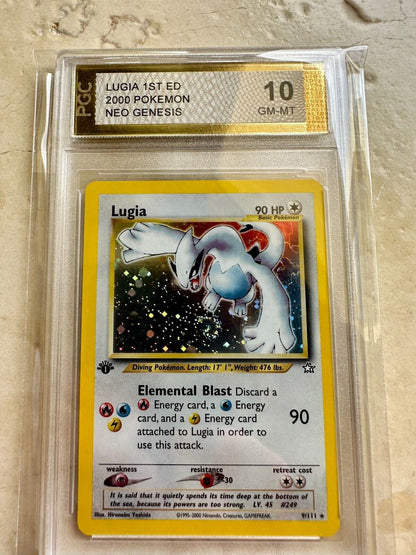 LUGIA 1ST EDITION NEO GENESIS PGC 10 BASE HOLO PSA 2000 POKEMON 9/111 MINT SWIRL