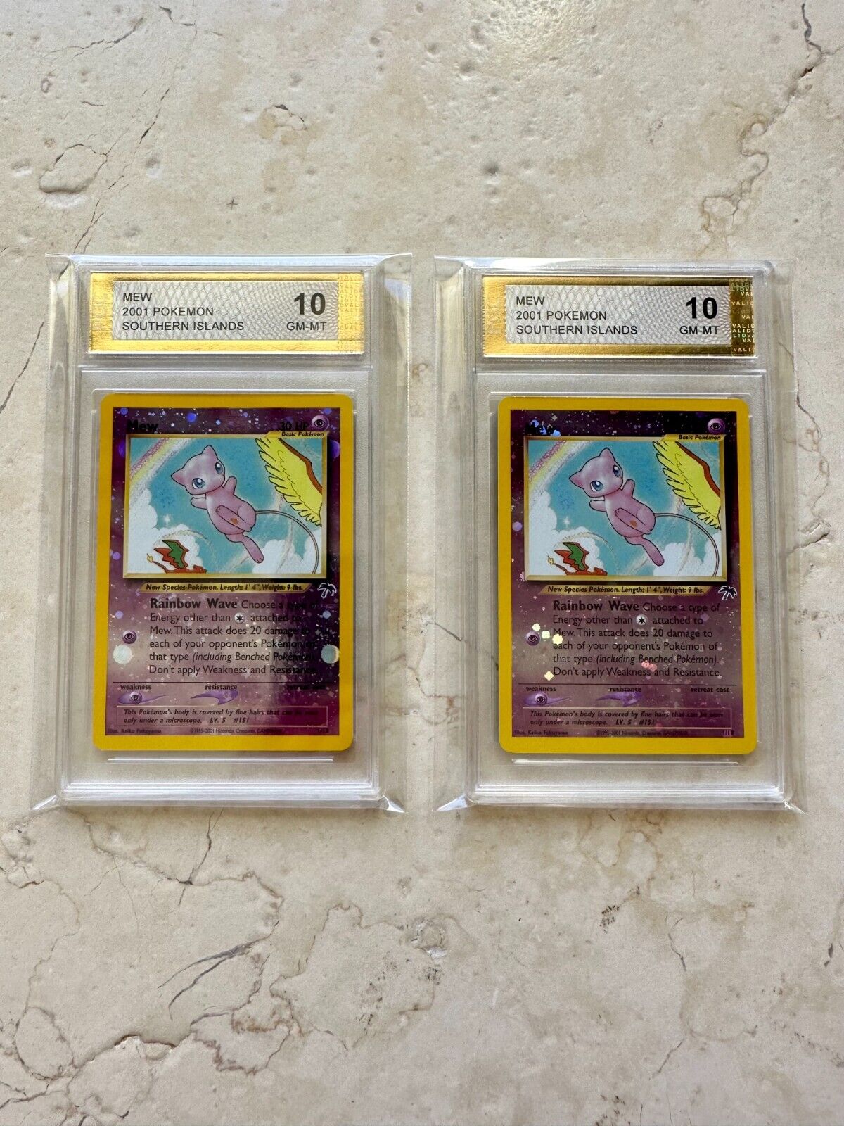 2X MEW PGC 10 SOUTHERN ISLANDS 2001 REVERSE HOLO BASE PSA 1/18 GEM MINT