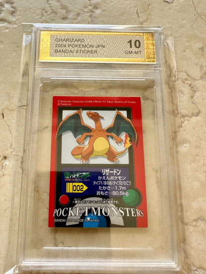 CHARIZARD 2004 BANDAI PGC 10 STICKER 006 002 PSA JAPANESE POKEMON BASE GEM MINT