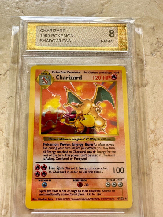 CHARIZARD SHADOWLESS 8 BASE 1999 HOLO PGC POKEMON PSA 4/102 CARD GEM MINT #2