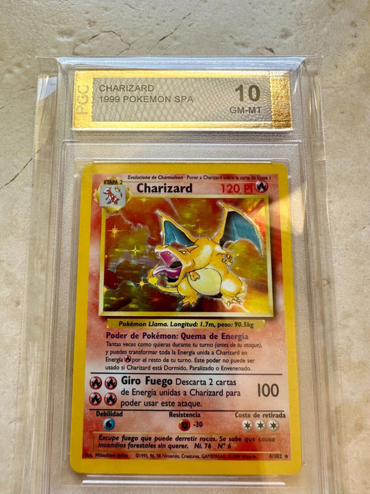 CHARIZARD 10 SPANISH BASE 1999 HOLO PGC POKEMON PSA 4/102 CARD GEM MINT #2