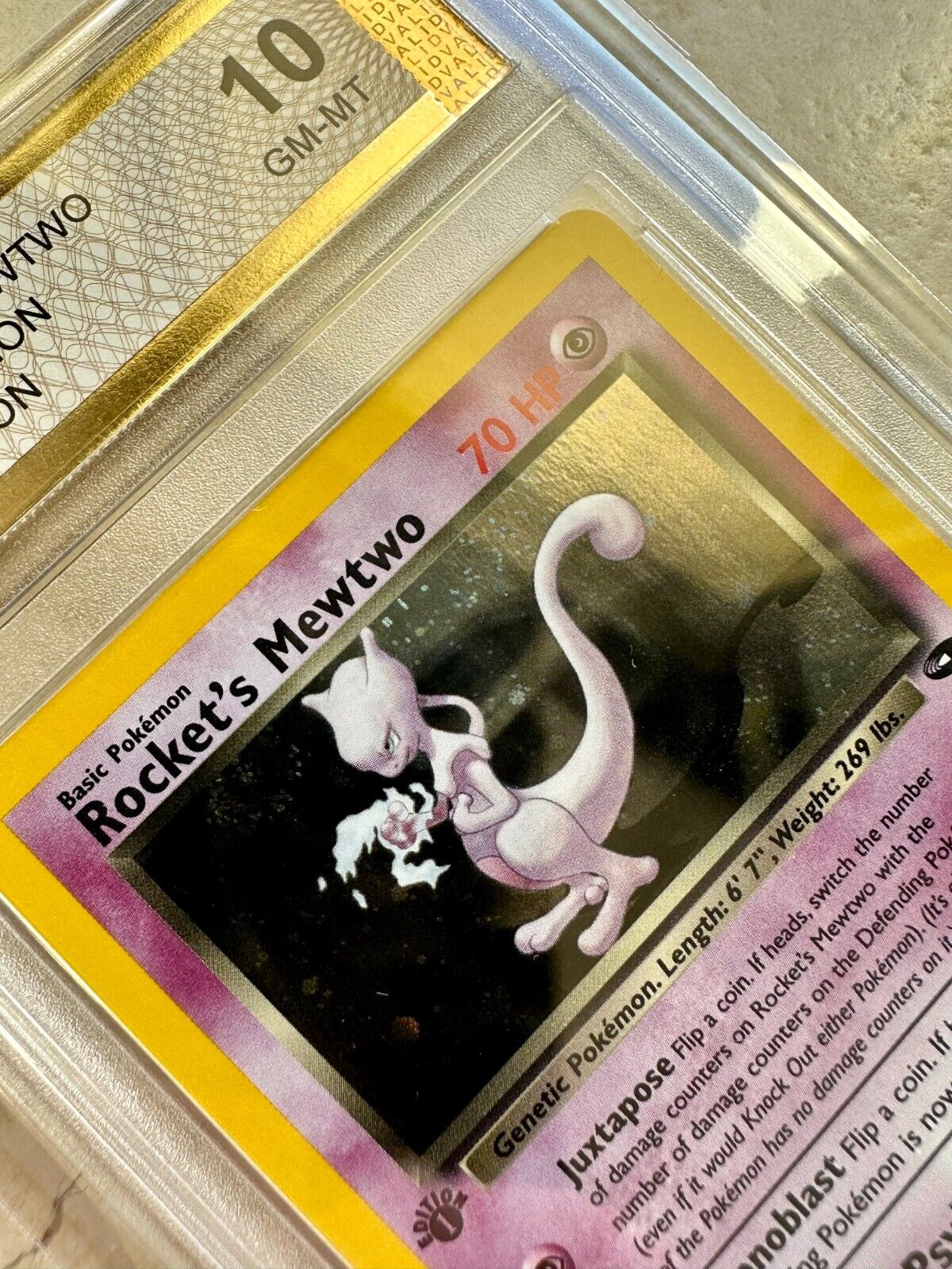 ROCKET'S MEWTWO 1ST EDITION PGC 10 2000 HOLO POKEMON PSA 14/132 GYM CHALLENGE