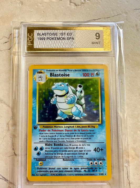 BLASTOISE 1ST EDITION PGC 9 BASE 1999 SPANISH HOLO POKEMON PSA 2/102 CARD MINT