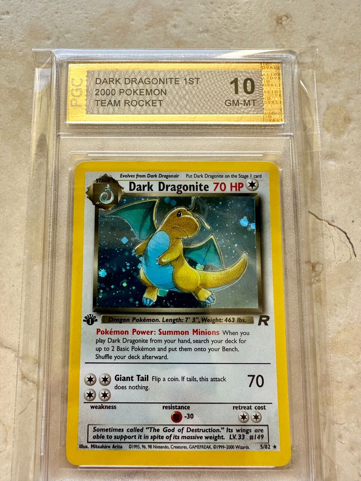 DARK DRAGONITE 1ST EDITION PGC 10 HOLO PSA TEAM ROCKET 2000 POKEMON 5/82 MINT